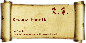 Krausz Henrik névjegykártya